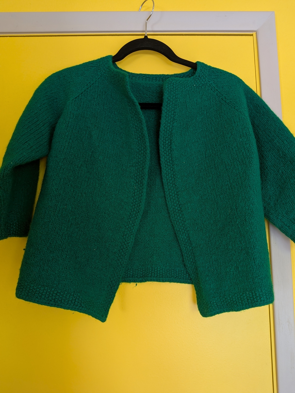 Vintage Open-Front Women’s Green Knit Sweater